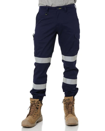 Calças masculinas por atacado trabalham em segurança ao ar livre uniforme de bolso reflexivo caminhadas personalizadas azul marinho calças de carga tática