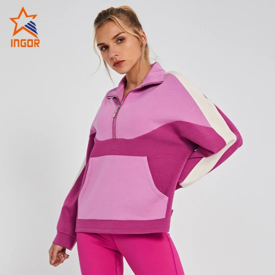 Ingorsports OEM ODM Roupas Femininas Atacado Manga Raglan Hoodies Activewear para Esportes Correndo Fitness Wear