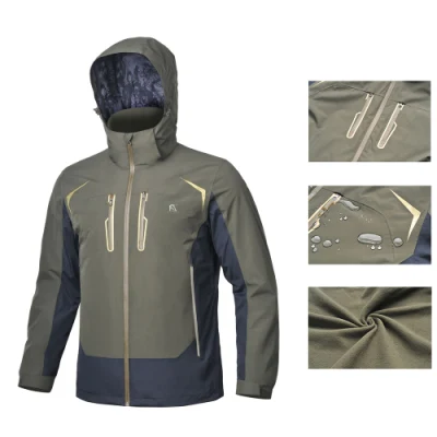 Clássico à prova d'água/à prova de vento/ao ar livre respirável popular jaquetas de inverno masculinas corta-vento cor verde